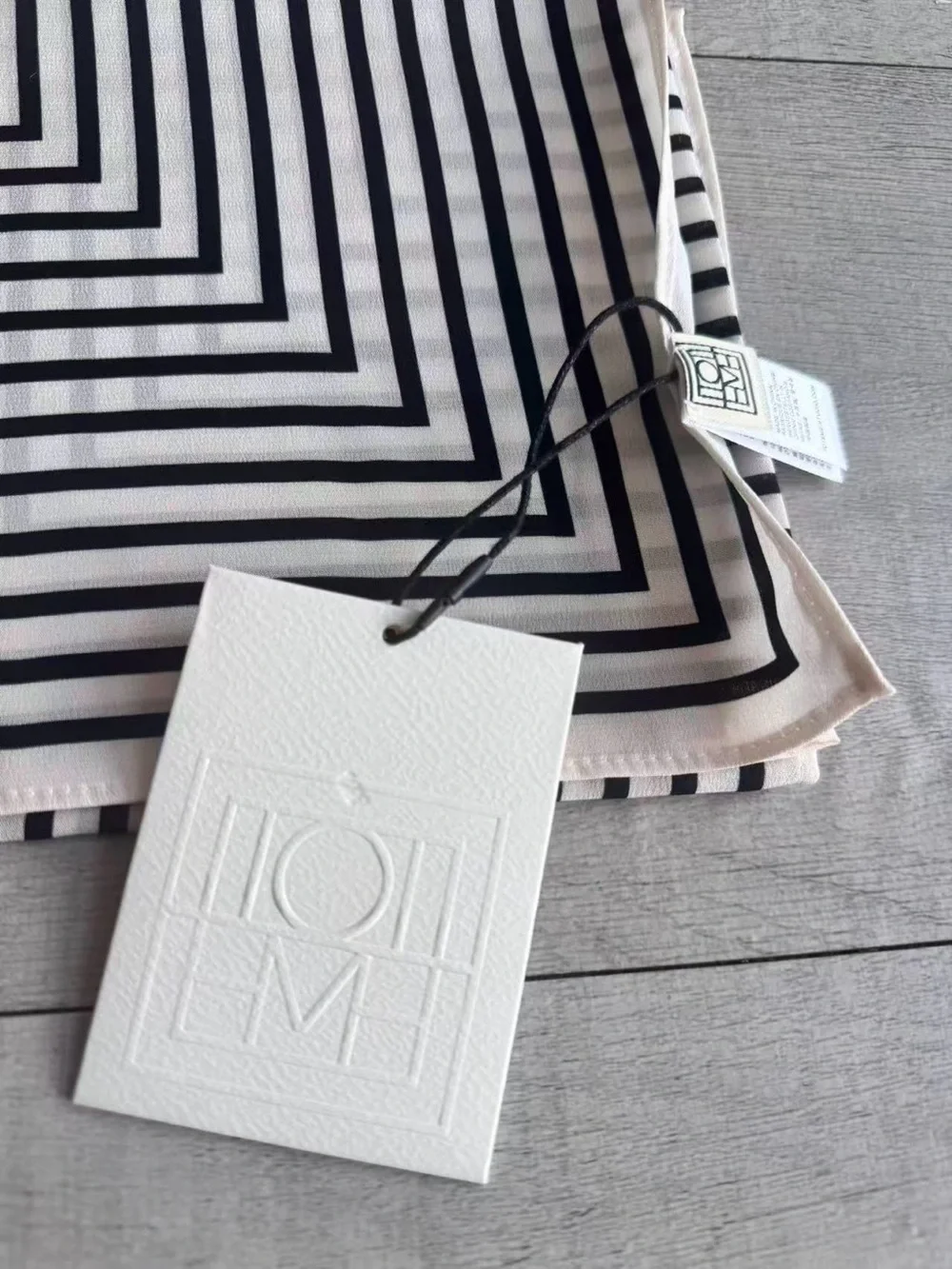 TOTEME Black White Geometric Stripe Silk Square Scarf 22 Inch